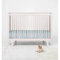 Bacati - Garland Mint Navy 100 Percent Cotton Universal Baby US Standard Crib Or Toddler Bed Fitted Sheet -Babyletto Store GUEST 064b441d 3537 4f3c 892d 6083e6b8cef0