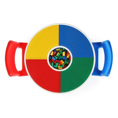 3pc Round Plastic Construction Table With 2 Chairs And Cover Blue/Red/White - Humble Crew 1 3pc Round Plastic Construction Table With 2 Chairs And Cover Blue/Red/White - Humble Crew