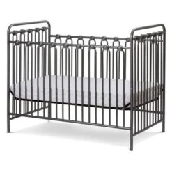 L.A. Baby Napa 3-in-1 Convertible Full Sized Metal Crib - Pebble Gray