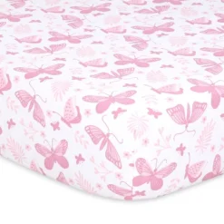 The Peanutshell Pink Butterfly 4-Pack Crib Fitted Sheet Set In Pink/White -Babyletto Store GUEST 14914a49 98a8 45ff 9955 77f59cb358a9