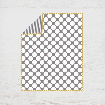 Bacati - Dots Stripes Gray Yellow 4 Pc Crib Bedding Set With Diaper Caddy 3 Bacati - Dots Stripes Gray Yellow 4 Pc Crib Bedding Set With Diaper Caddy - Image 3