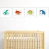 Big Dot Of Happiness Roar Dinosaur - Unframed Dino Trex Nursery And Kids Room Linen Paper Wall Art - Set Of 4 - Artisms - 8 X 10 Inches