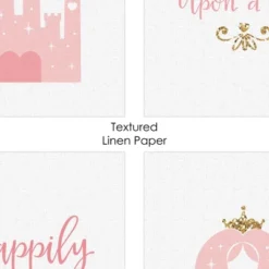 Big Dot Of Happiness Little Princess Crown - Unframed Pink & Gold Castle Nursery And Kids Room Linen Paper Wall Art - Set Of 4 Artisms - 8 X 10 Inches -Babyletto Store GUEST 1b3bfe60 7f15 4241 9249 453369952509