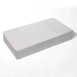 Bacati - Houndstooth Gray Muslin 100 Percent Cotton Universal Baby US Standard Crib Or Toddler Bed Fitted Sheet