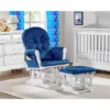 Suite Bebe Mason Glider And Ottoman - White Wood And Navy Fabric