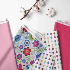 Bacati - Botanical Floral Birds Pink Multicolor 4 Pc Toddler Bedding Set