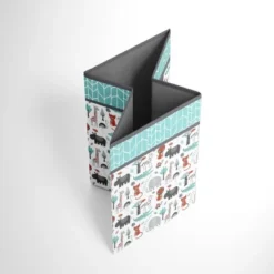 Bacati - Safari Animals Aqua/Orange/Gray Collapsible Laundry Hamper