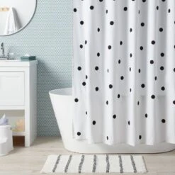 Dot Textured Kids' Shower Curtain Black - Pillowfort™