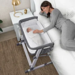 Simmons Kids' Dream Bedside Baby Bassinet Sleeper With Breathable Mesh And Adjustable Heights - Lightweight Portable Crib - Gray -Babyletto Store GUEST 2b7b03f5 d32e 43f4 a8b4 49d6bd8a53a7