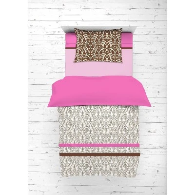 Bacati - Damask Pink Fuschia Chocolate 4 Pc Toddler Bedding Set 5 Bacati - Damask Pink Fuschia Chocolate 4 Pc Toddler Bedding Set - Image 5