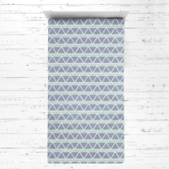Bacati - Noah Large Triangles Mint Navy Muslin 3 Pc Toddler Bed Sheet Set