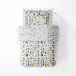 Bacati - Little Dino Boys Teal/Yellow Muslin 5 Pc Toddler Bedding Set With Dec Pillow -Babyletto Store GUEST 361f7a45 0f00 4c01 992c 7fef8a155055
