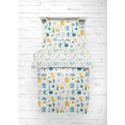 Bacati - Little Dino Boys Teal/Yellow Muslin 5 Pc Toddler Bedding Set With Dec Pillow -Babyletto Store GUEST 36ca9590 dd04 48c7 8b34 f2f5ecfc91d9