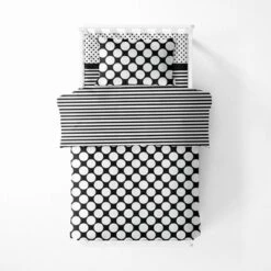 Bacati - Dots Stripes Black/White 4 Pc Toddler Bedding Set -Babyletto Store GUEST 37e9d70e dae6 4e2a a57b 30e52746662b
