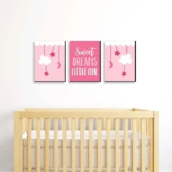 Big Dot Of Happiness Baby Girl - Pink Nursery Wall Art And Kids Room Decorations - 7.5 X 10 Inches - Set Of 3 Prints