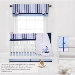 Bacati - Little Sailor Anchor Boat Blue Navy 6 Pc Crib Bedding Set With Long Rail Guard Cover -Babyletto Store GUEST 3e3540a5 4aaa 42b1 acf9 9b2be7330fc3