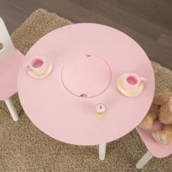 Round Storage Table And Chair Set White/Pink - KidKraft -Babyletto Store GUEST 42055e7d 6434 46fd 90aa ba5e37d35e40