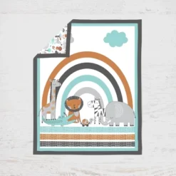 Bacati - Jungle Safari Aqua Orange Gray 10 Pc Crib Bedding Set With Long Rail Guard Cover -Babyletto Store GUEST 43f87929 956a 4cd5 b2bc ce8a017ea65b