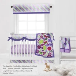 Bacati - Botanical Floral Birds Purple Multicolor 6 Pc Crib Bedding Set With Long Rail Guard Cover -Babyletto Store GUEST 477ccc3a 6945 4f51 b0bd 4db1dda34d01