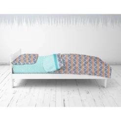 Bacati - Liam Aqua/Orange/Navy Triangles Muslin 4 Pc Toddler Bedding Set -Babyletto Store GUEST 4f142254 9702 40b6 aeeb 8e52c13f1be9