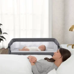 Simmons Kids' Dream Bedside Baby Bassinet Sleeper With Breathable Mesh And Adjustable Heights - Lightweight Portable Crib - Gray -Babyletto Store GUEST 52029920 6a4a 435f bc45 2ce47427131d