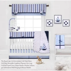 Bacati - Little Sailor Anchor Boat Blue Navy 10 Pc Crib Bedding Set With Long Rail Guard Cover -Babyletto Store GUEST 53b0a4fe b6fd 4126 b474 f4e921fe11f3