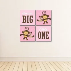 Big Dot Of Happiness Pink Monkey Girl - Kids Room, Nursery Decor And Home Decor - 11 X 11 Inches Nursery Wall Art - Set Of 4 Prints For Baby's Room -Babyletto Store GUEST 56a86183 e1f3 4875 81af 98ce79f8b173