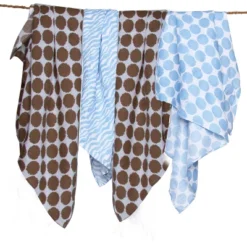 Bacati - Ikat Blue/Chocolate Swaddling Muslin Blankets Set Of 4 -Babyletto Store GUEST 580a7005 5fa9 423a a7bd a6b07441f14b