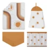 Sweet Jojo Designs Baby Crib Bedding Set - White And Pumpkin Boho Sun Collection 4pc