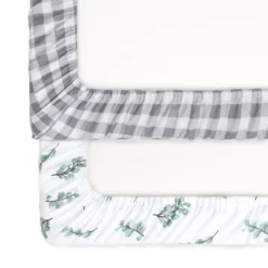 The Peanutshell Fitted Playard Sheets - Farmhouse Floral And Gray Plaid - 2pk -Babyletto Store GUEST 691e411c a5c0 4031 8e57 19b3d3ea0439