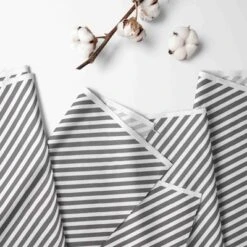 Bacati - Gray Warp Stripes Printed 100 Percent Cotton Universal Baby US Standard Crib Or Toddler Bed Fitted Sheet