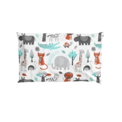 Bacati - Jungle Safari Animals Aqua/Orange/Gray 5 Pc Cotton Toddler Bedding Set -Babyletto Store GUEST 70988788 688d 45cc a14b 1da30b0df589