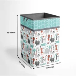 Bacati - Safari Animals Aqua/Orange/Gray Collapsible Laundry Hamper -Babyletto Store GUEST 83f9f599 66a7 4e5b 9068 95e984d6eab1