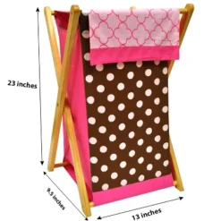 Bacati - Lady Bugs Pink/chocolate Laundry Hamper With Wooden Frame