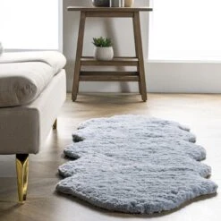 NuLOOM Hand Tufted Double Pelt Faux Sheepskin Area Rug, Shaped 2' X 6', Baby Blue -Babyletto Store GUEST 8a3f608e 515a 4428 977e 7e559c17346c