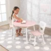 Round Storage Table And Chair Set White/Pink - KidKraft
