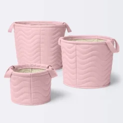 Quilted Fabric Large Round Storage Basket - Light Pink - Cloud Island™ -Babyletto Store GUEST 907895a6 dfe9 415c abe2 fbffea3e20d5