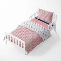 Bacati - Olivia Coral Navy 4 Pc Toddler Bedding Set -Babyletto Store GUEST 9803519f 70bd 44d3 abea c918bffa71ab