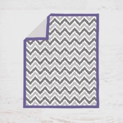 Bacati - Ikat Dots Leopard Purple Grey Girls 4 Pc Crib Set With Muslin Sleeping Sack