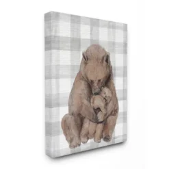 Stupell Industries Bear And Cub Nursery Illustration Grey Farmer Plaid -Babyletto Store GUEST 9adfcb7e 0521 49d5 a9c7 936afc9cad83