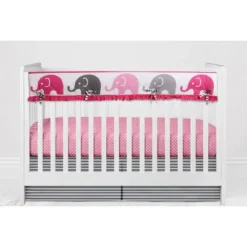 Bacati - Elephants Pink/Fuschia/Gray 10 Pc Crib Bedding Set With Long Rail Guard Cover -Babyletto Store GUEST a049ee2b ff88 4793 a931 0dfd036730b3
