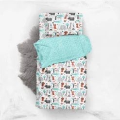 Bacati - Jungle Safari Animals Aqua/Orange/Gray 5 Pc Cotton Toddler Bedding Set -Babyletto Store GUEST a882f05c 9ed8 43f5 bf3a e77b562b0cef