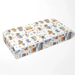 Bacati - Construction Vehicles Yellow Orange Blue Gray 100 Percent Cotton Universal Baby US Standard Crib Or Toddler Bed Fitted Sheet -Babyletto Store GUEST a891977b d0ed 4403 a954 314a4ff6c625