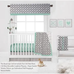 Bacati - Love Gray Mint 10 Pc Crib Bedding Set With 2 Crib Fitted Sheets -Babyletto Store GUEST b05e8472 7774 48f6 8bb6 145278046c70