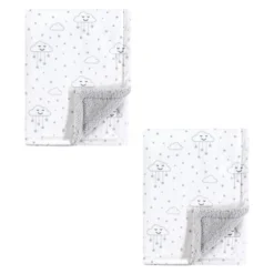Hudson Baby Unisex Baby Plush Mink And Faux Shearling Blanket, Gray Clouds 2-Piece, One Size