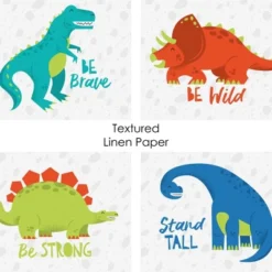 Big Dot Of Happiness Roar Dinosaur - Unframed Dino Trex Nursery And Kids Room Linen Paper Wall Art - Set Of 4 - Artisms - 8 X 10 Inches -Babyletto Store GUEST b4d33943 d236 4c1c bf4c bd163321c688