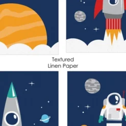 Big Dot Of Happiness Blast Off To Outer Space - Unframed Rocket Ship Nursery And Kids Room Linen Paper Wall Art - Set Of 4 - Artisms - 8 X 10 Inches -Babyletto Store GUEST bbd17af6 f4da 4caf b369 2a44a0636e86