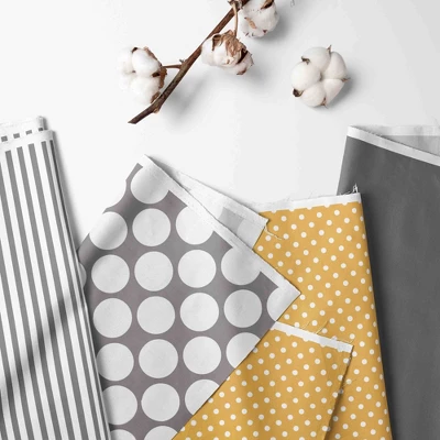 Bacati - Dots Stripes Gray Yellow 4 Pc Crib Bedding Set With Diaper Caddy 1 Bacati - Dots Stripes Gray Yellow 4 Pc Crib Bedding Set With Diaper Caddy