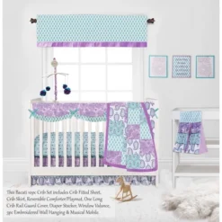 Bacati - Paisley Isabella Purple Lilac Aqua 10 Pc Crib Bedding Set With Long Rail Guard Cover -Babyletto Store GUEST bf4d262f fa5c 42b3 b410 eea6aa264dd8