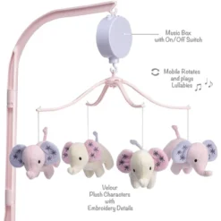 Bedtime Originals Elephant Dreams Pink Musical Baby Crib Mobile Soother Toy -Babyletto Store GUEST c401e53d 67f0 42d4 9505 ca7eed87a081